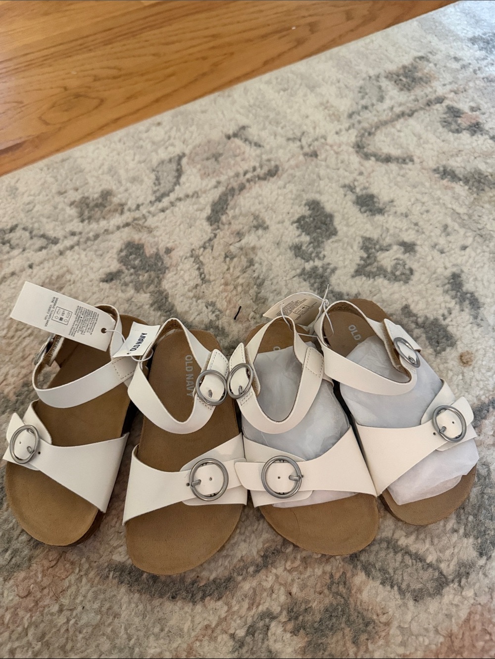 2 Old Navy Kids White Buckle-Accent Double Strap Sandals size 7t